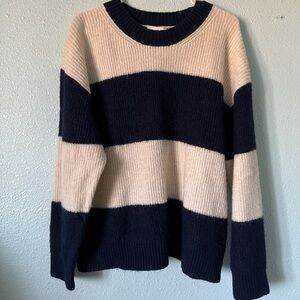 H&M Cream and Navy Striped Sweater
